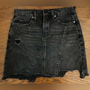 Blank NYC distressed black denim skirt